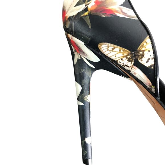 Givenchy Magnolia Moth Black Floral Print Ankle Strap Sandals Women US10 40 NEW - Picture 9 of 10